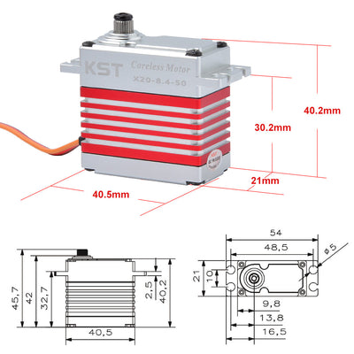 X20-8.4-50 Metal Gear Brushless Digital Servo 45kg.cm 0.09sec 