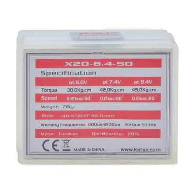 X20-8.4-50 Metal Gear Brushless Digital Servo 45kg.cm 0.09sec 