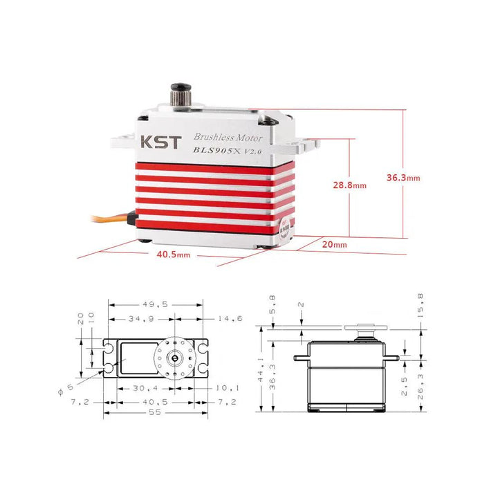 BLS905X Brushless Tail Servo 8Kgf.cm 0.035sec/60° for 550-700