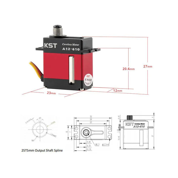 A12-610 V8.0 HV Mini Servo 9kg 0.10sec/60degree with Soft Start