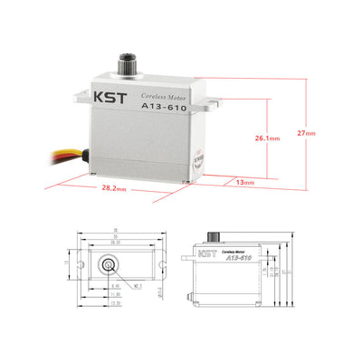 A13-610 Coreless Metal Gear HV Mini Servo 9kg.cm 0.10sec for Glider Wing