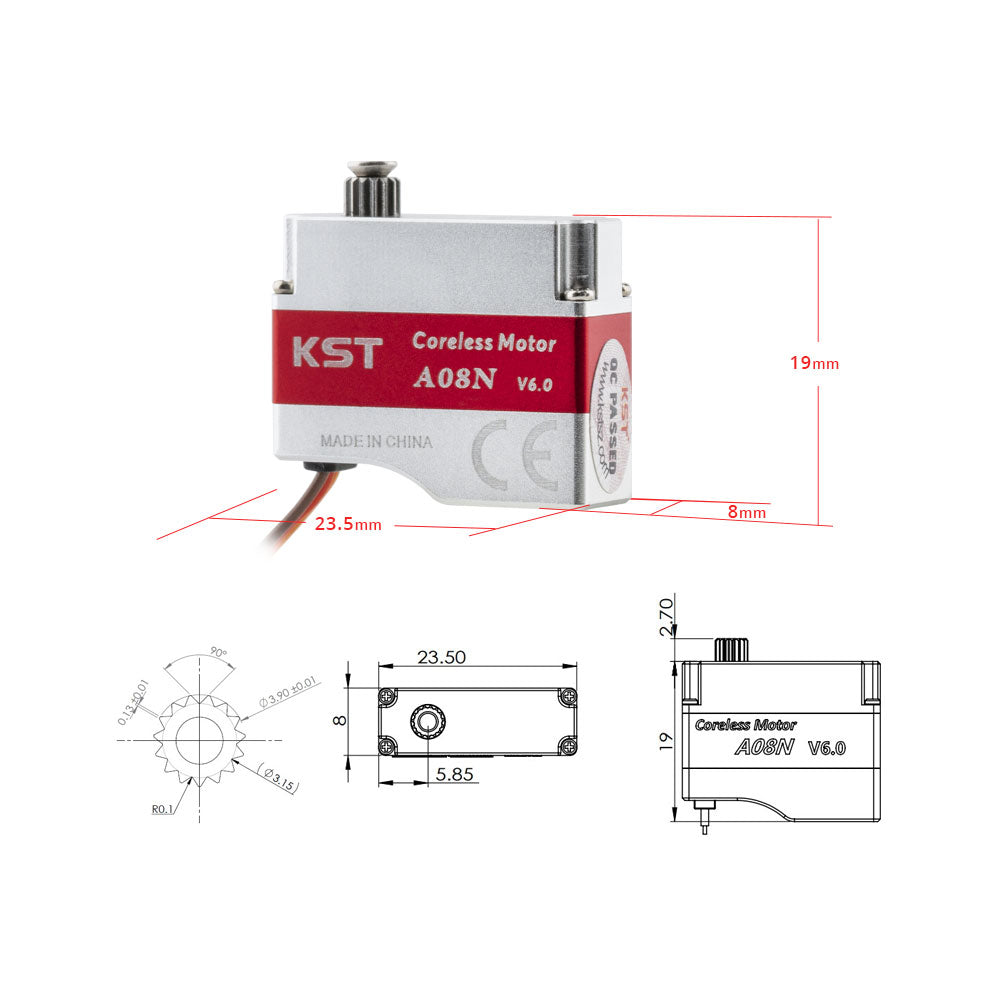 A08N V6.0 Coreless Metal Gear HV Servo 3.2kg.cm 0.09sec/60degree for Glider DLG
