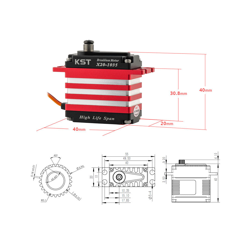 X20-1035 V3.0 Brushless Tail Servo 12Kgf.cm 0.030sec for 500