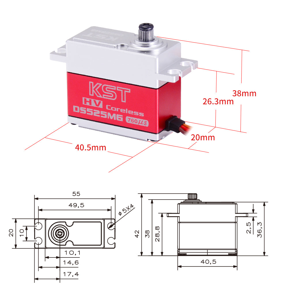 KST DS525MG 8.4V 7.5kg 0.04sec HV Digital Metal Gear Servo Motor