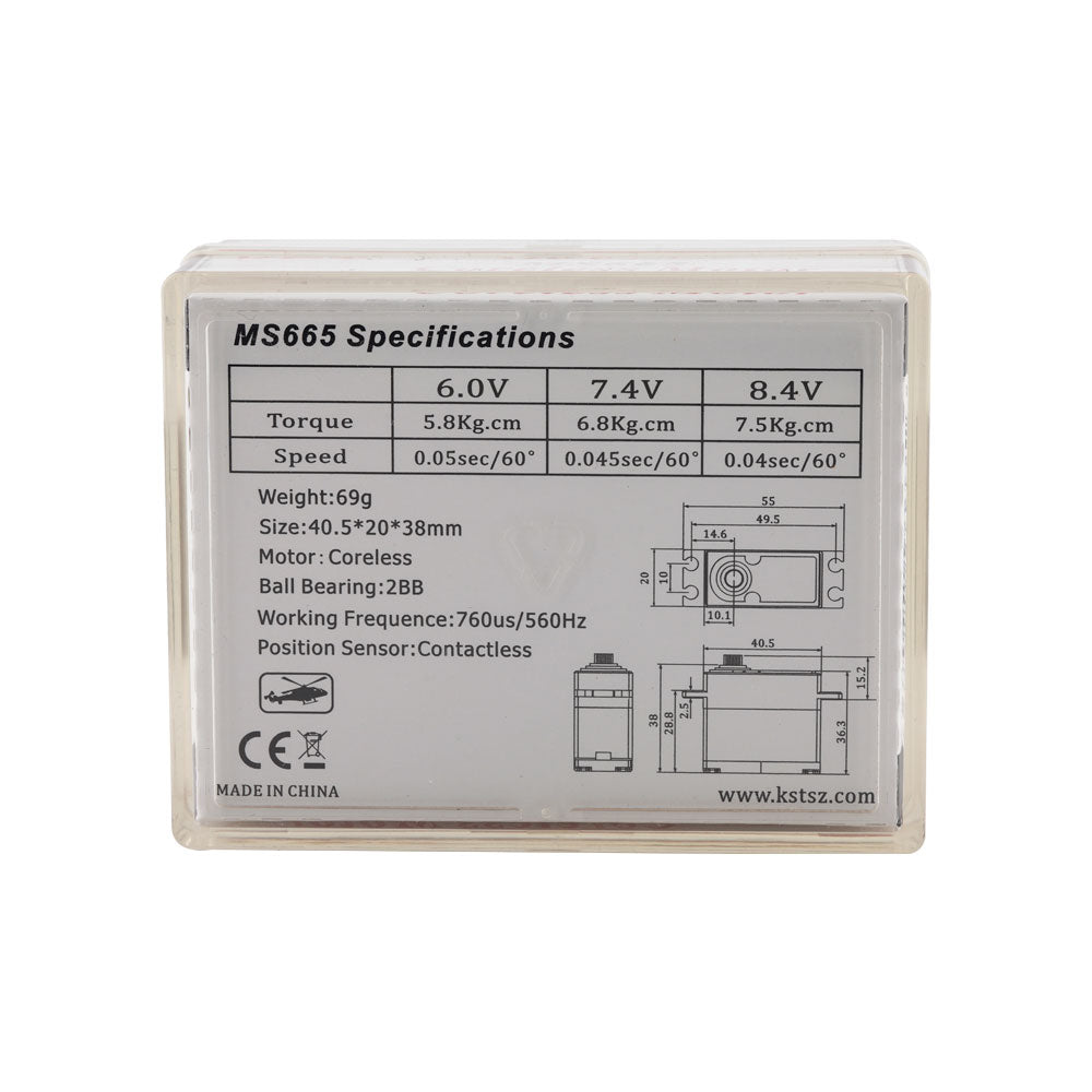 MS665 8.4V HV Coreless metal Gear Servo 7.5kg.cm 0.04sec for RC Helis