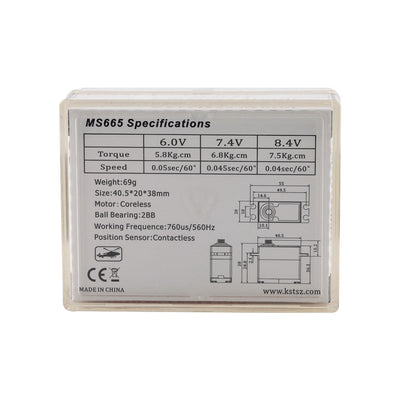 MS665 8.4V HV Coreless metal Gear Servo 7.5kg.cm 0.04sec for RC Helis