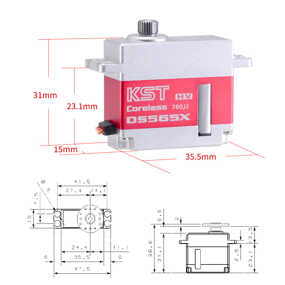 DS565X 8.4V HV Digital Metal Gear Tail Servo 6.0Kgf.cm 0.04sec for  Helicopters